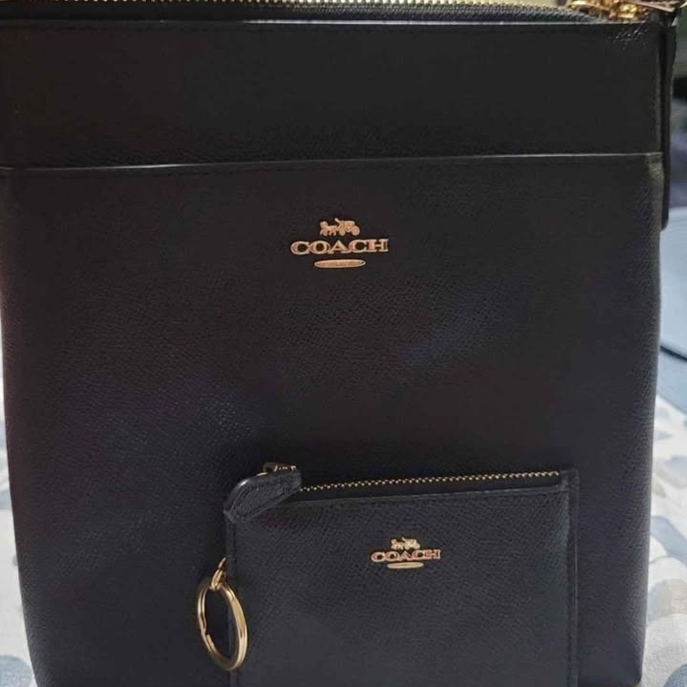 Coach Black Crossbody Bag with Gold Accents
